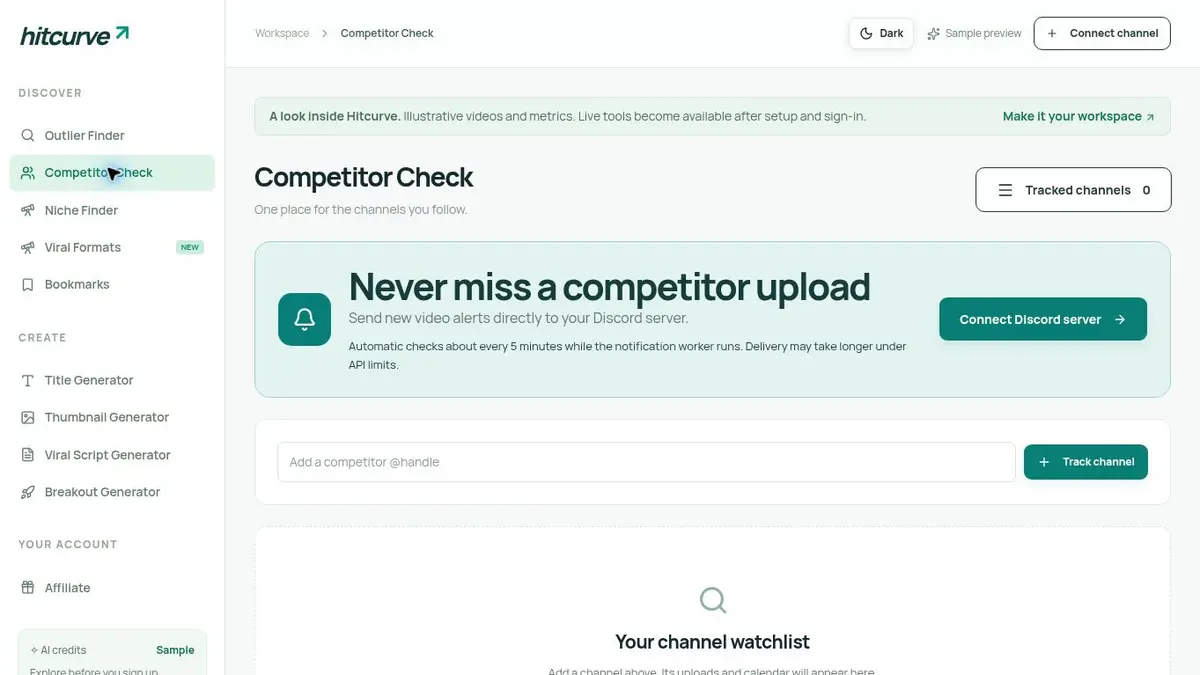 Competitor Check interface