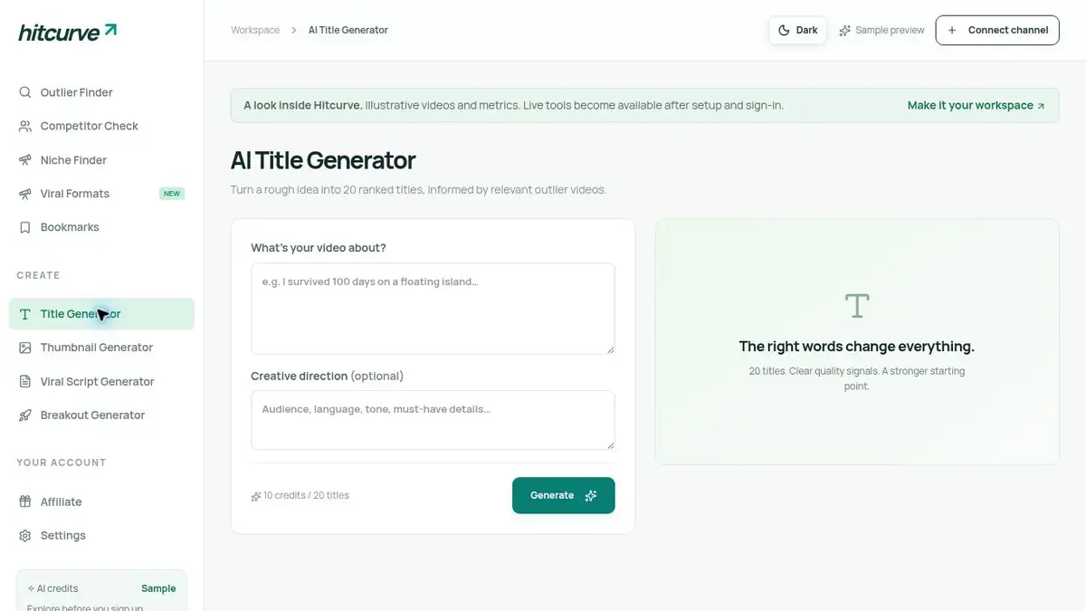 AI Title Generator interface