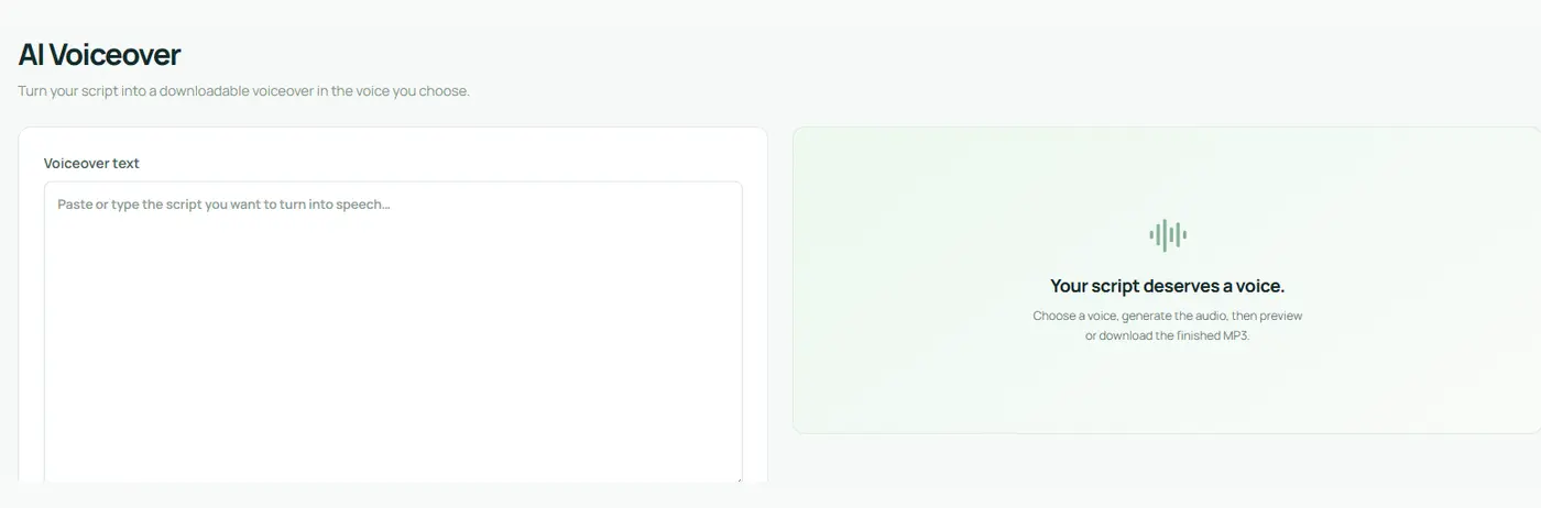 AI Voice Generator interface